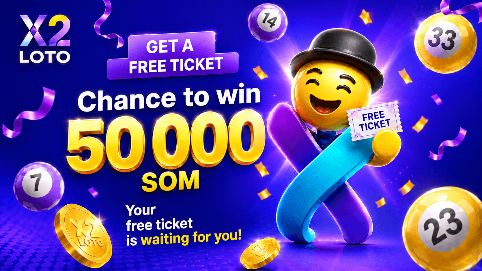 X2 LOTO offers new users a 50-som bonus.